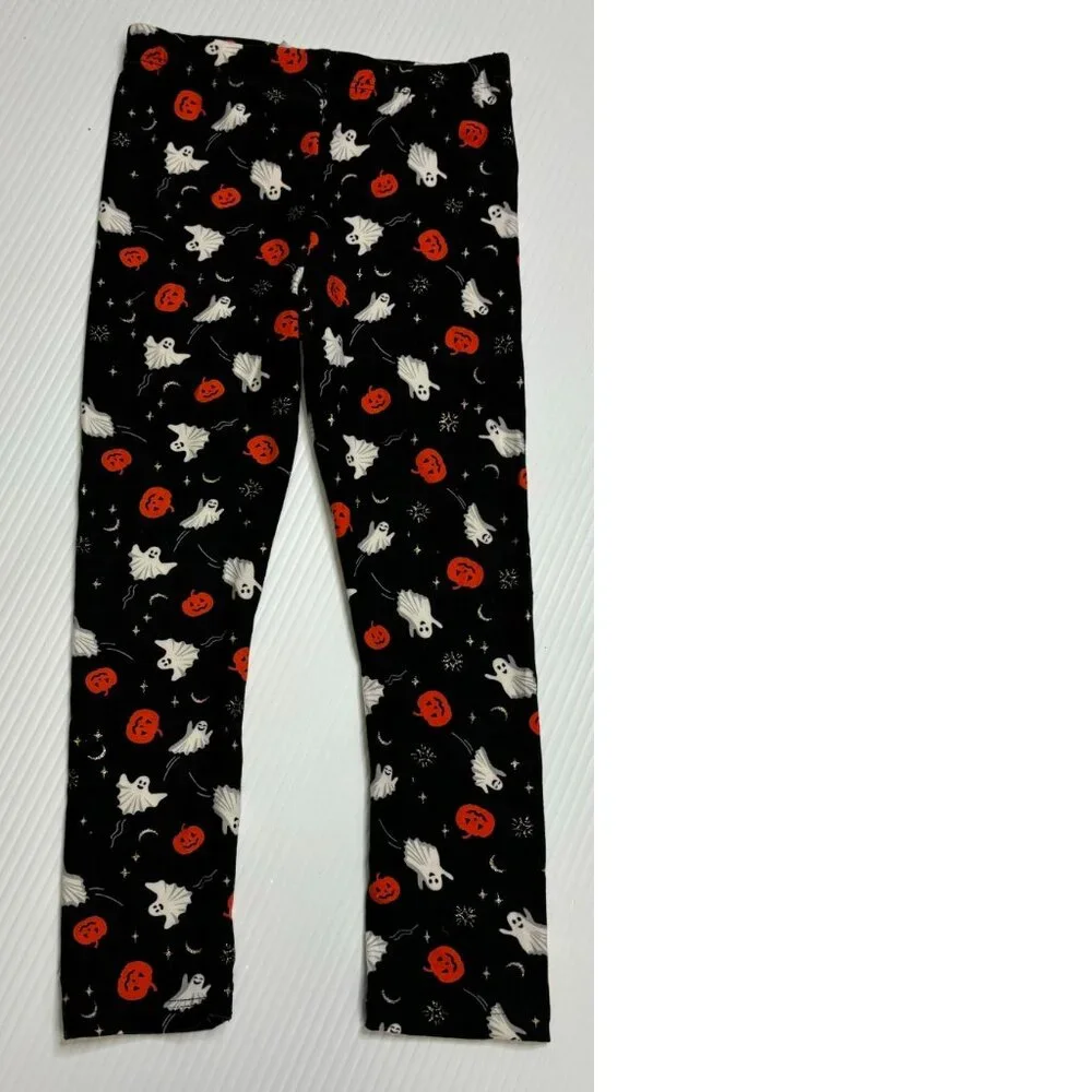 Pumpkin Halloween Shirt, Leggings, Headpiece 4T Black Orange 3 Piece Set Girls